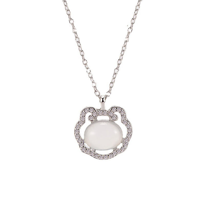 Colgante positivo del collar de los buenos deseos de la cerradura de la calcedonia de las Buddha Stones
