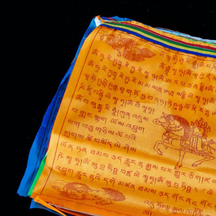 Bandera de oración tibetana de 5 colores con bendición de caballo de viento al aire libre, 20 unidades
