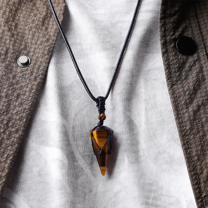 Collar con colgante en punta de piedra natural de piedras de Buddha Stones