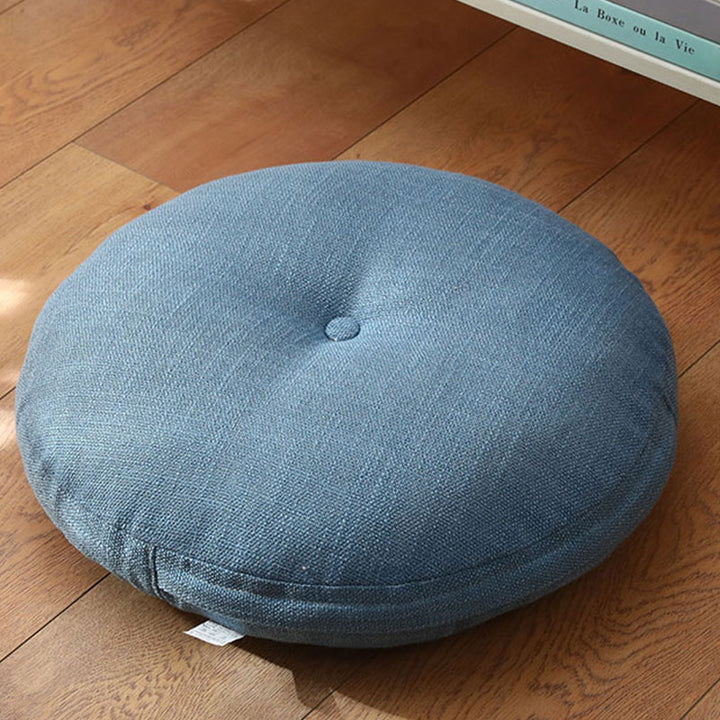 Cojín de asiento de meditación de lino con diseño Simple de loto, decoración para el hogar y la sala de estar - Desmontable - 40 cm x 10 cm - Azul claro - image 11