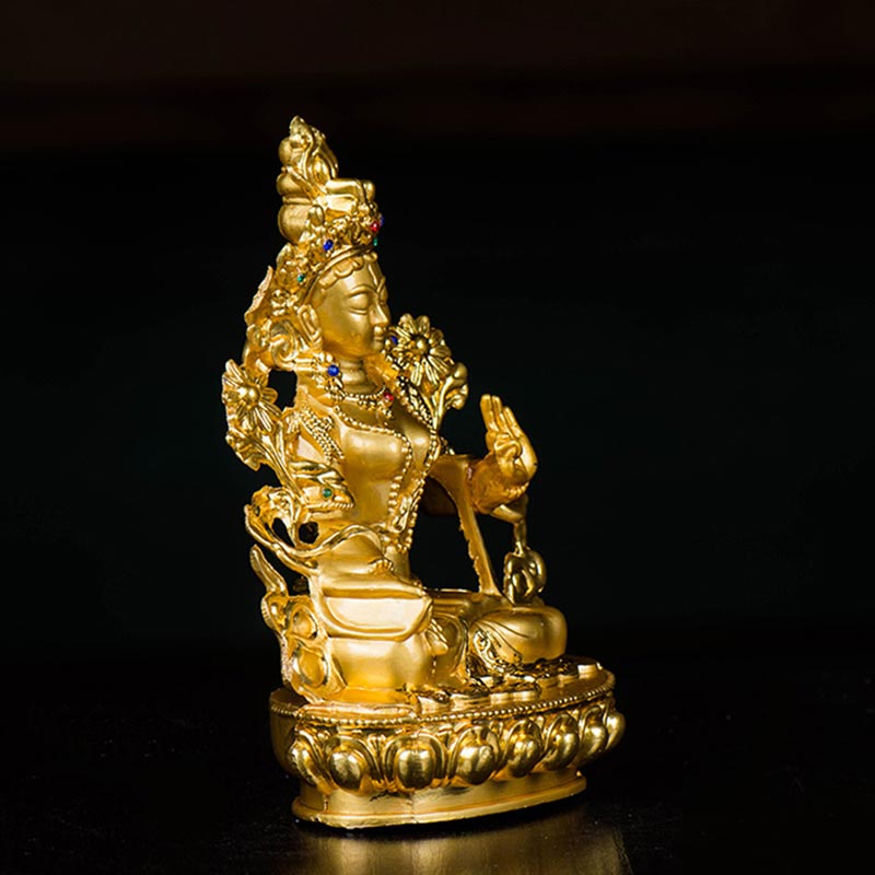 Decoración de estatua chapada en oro con protección de esperanza de Tara Blanca Bodhisattva - image 5