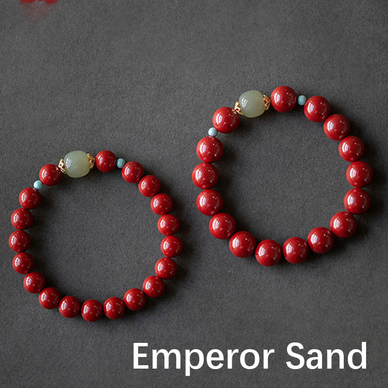 Pulsera de la Buddha Stones, cinabrio, aventurina verde, fortuna