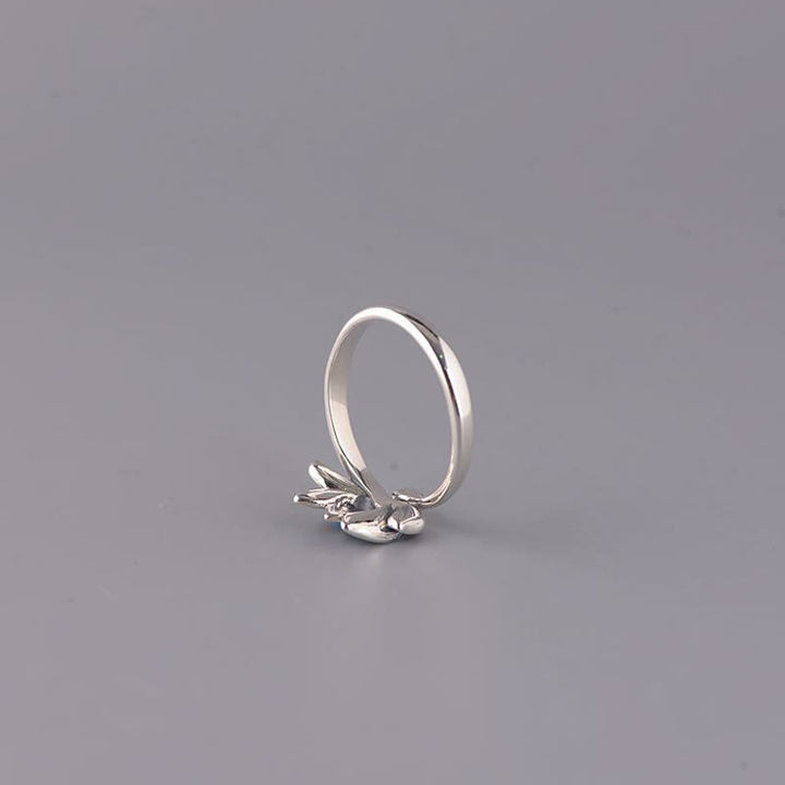 Anillo ajustable de flor de loto de plata de ley 925 con Buddha Stones - image 5