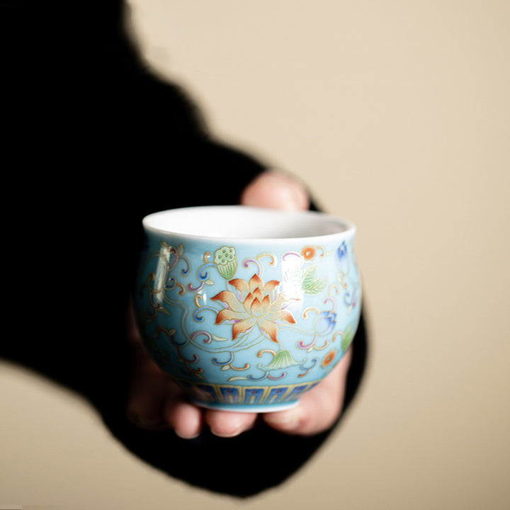 Taza de té de cerámica con diseño de vaina de flor de loto, Buddha Stones, taza de té de Kung Fu, 80ml