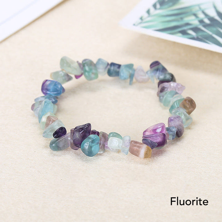 Pulsera calmante de calidez de piedra de cristal de forma irregular natural - Fluorita (circunferencia de la muñeca: 15-16 cm) - image 16