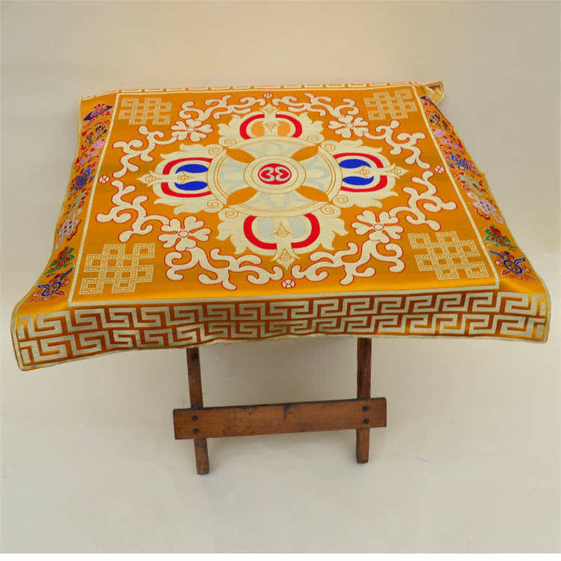 Tapete para altar de oración con nudo sin fin, tapete para meditación curativa, 8 símbolos auspiciosos, camino de mesa