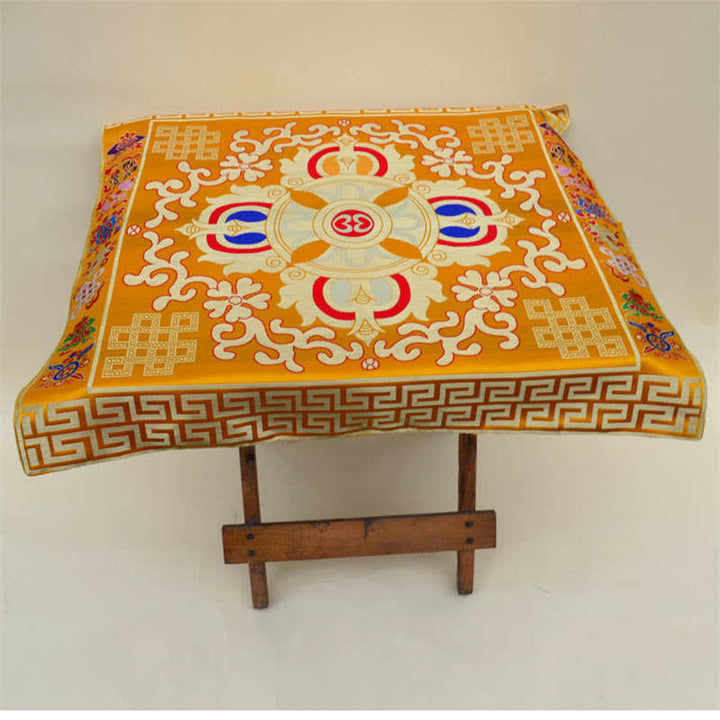 Tapete para altar de oración con nudo sin fin, tapete para meditación curativa, 8 símbolos auspiciosos, camino de mesa