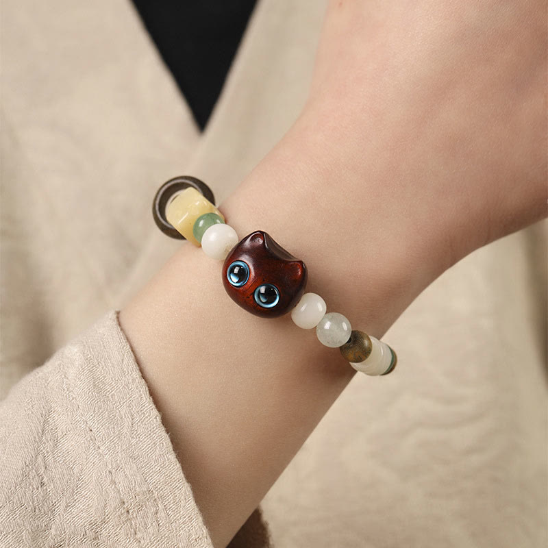 Buddha Stones, semillas de Bodhi, sándalo verde, madera de ébano, hoja pequeña, sándalo rojo, cabeza de gato, garra de pata, pulsera de la paz - image 14