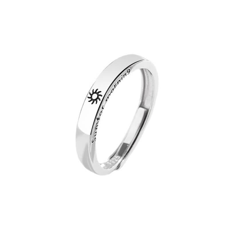Anillo de pareja ajustable con protección solar y luna de plata de ley 925 con Buddha Stones - Hombres (Sol) - image 3