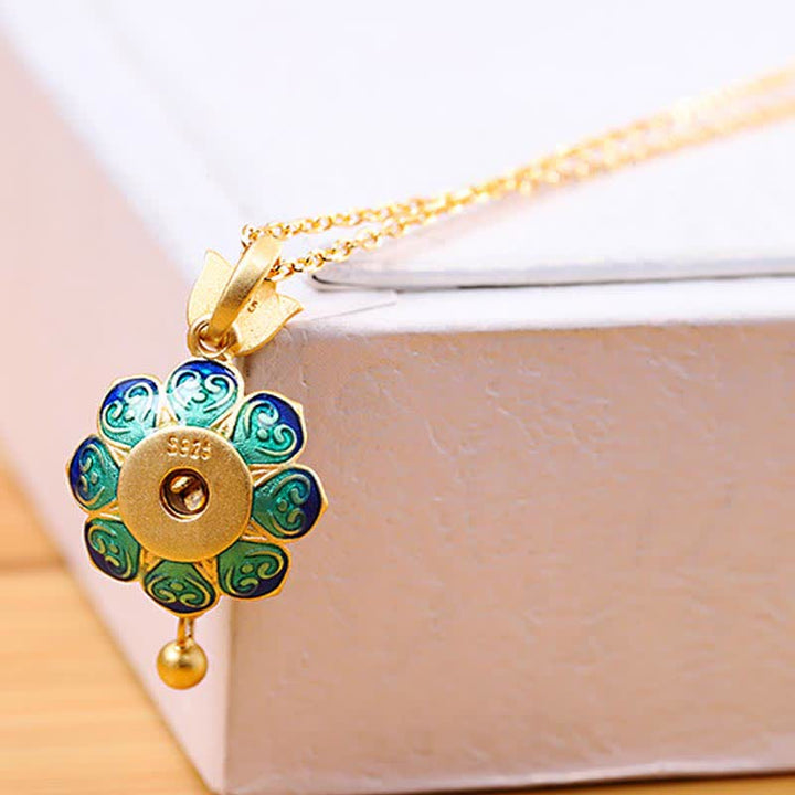 Colgante de plata de ley 925 con rueda de oración de loto del Tíbet y ágata roja - image 5