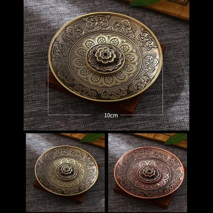 Buddha Stones, loto, dragón, Fénix, ocho símbolos propicios, soporte de varilla de incienso de aleación de Zinc, decoración quemadora de incienso curativo