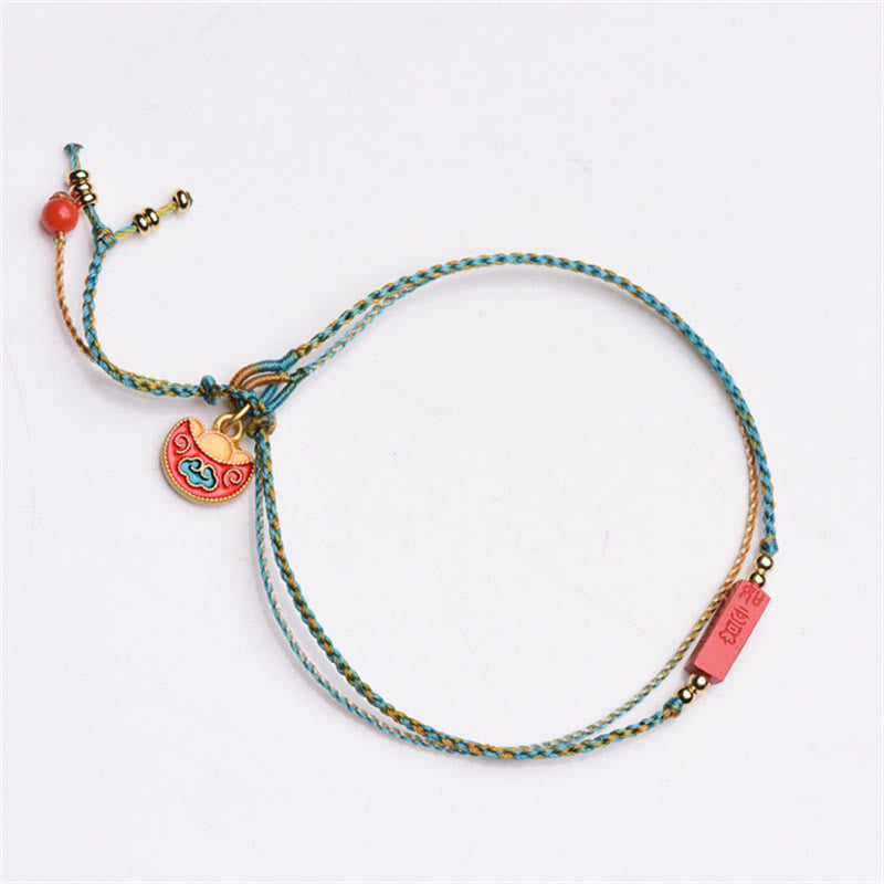 Pulsera de doble capa trenzada con Buddha Stones hechas a mano con cinabrio como uno desea bendición
