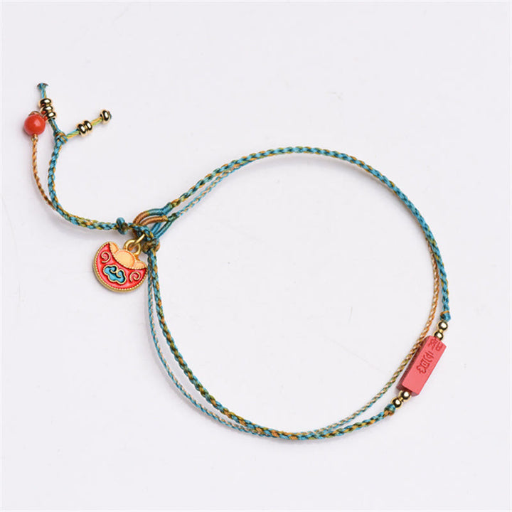 Pulsera de doble capa trenzada con Buddha Stones hechas a mano con cinabrio como uno desea bendición