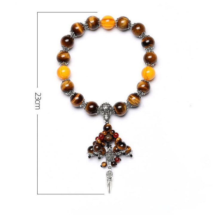 Ojo de Tigre Natural, ágata roja, vena de dragón, piedra de ágata, pulsera curativa de poder Vajra Dorje, decoración del coche