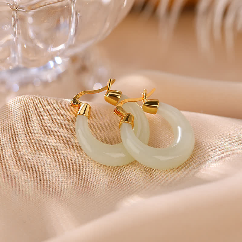 Pendientes colgantes de suerte de prosperidad de jade cian redondo de Buddha Stones