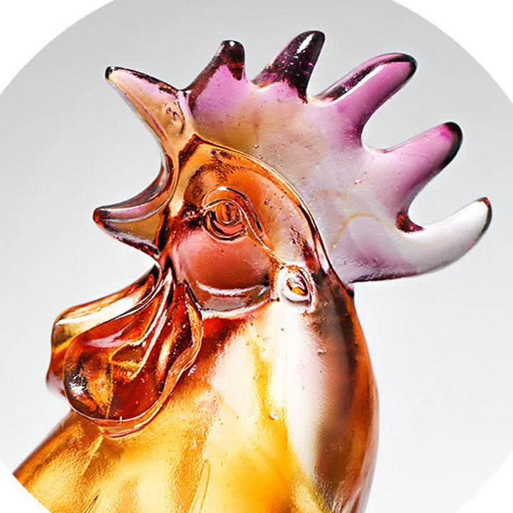 Pieza de arte de gallo de cristal Liuli hecha a mano para decoración del hogar - image 11