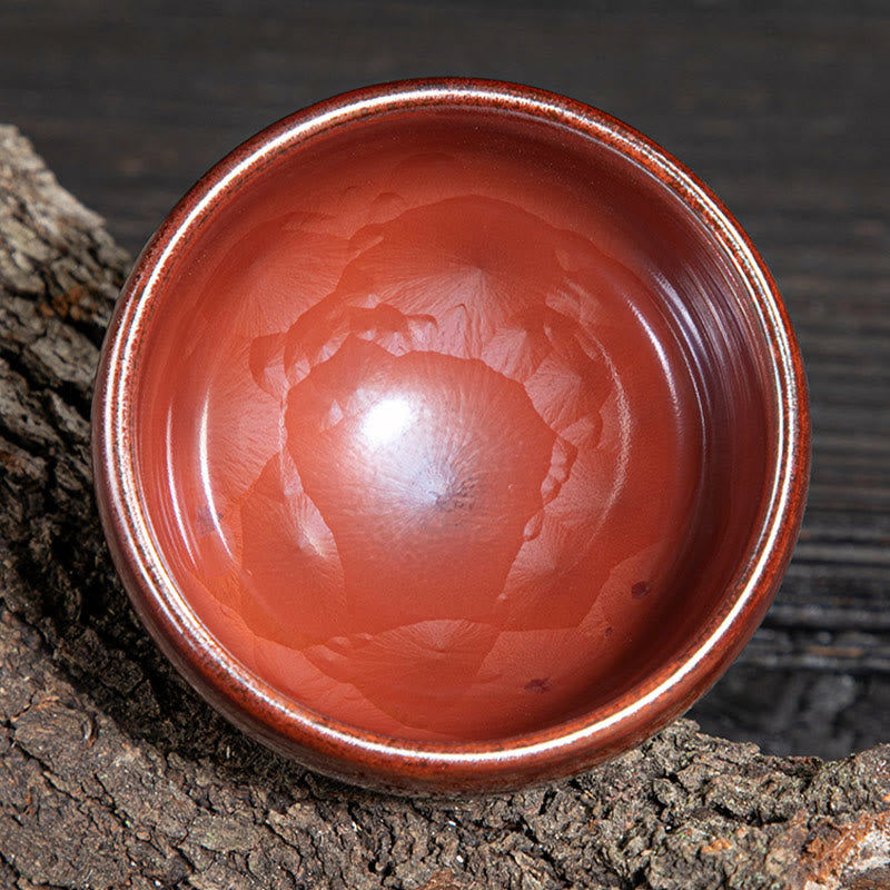 Taza de té de cerámica con diseño de loto Jianzhan chino hecho a mano con Buddha Stones , taza de té de Kung Fu