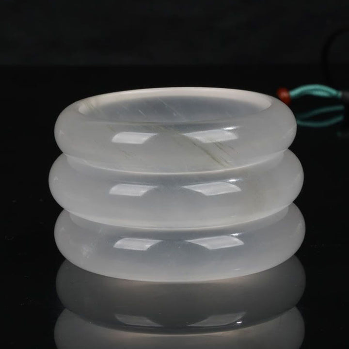 Pulsera de la suerte de la riqueza del jade de seda dorada translúcida natural de las Buddha Stones - image 11