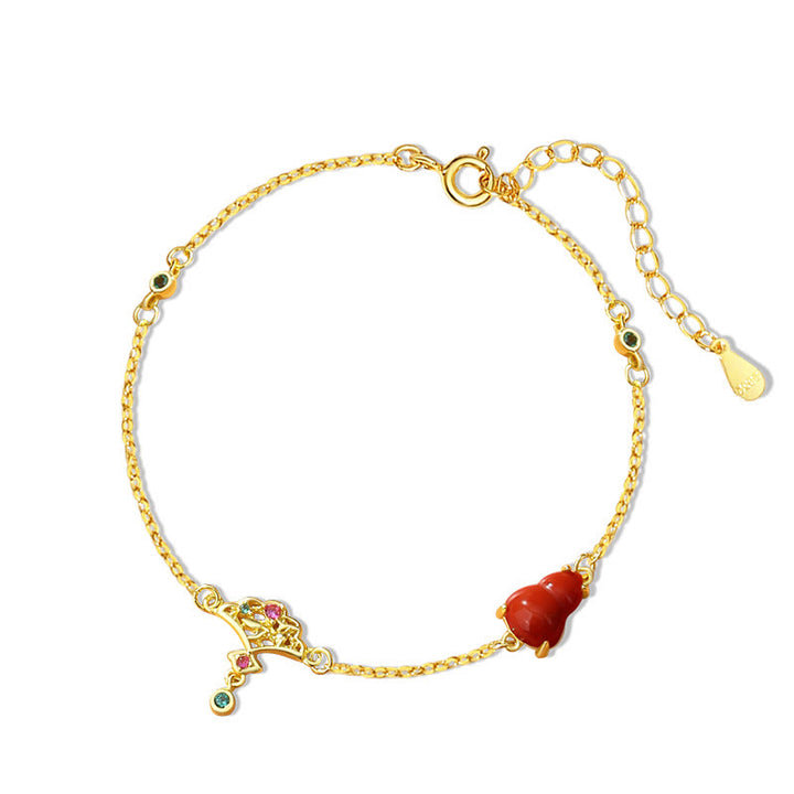 Juego de pendientes con colgante de collar y pulsera de confianza con Buddha Stones, Plata de Ley 925, ágata roja, calabaza, nubes propicias