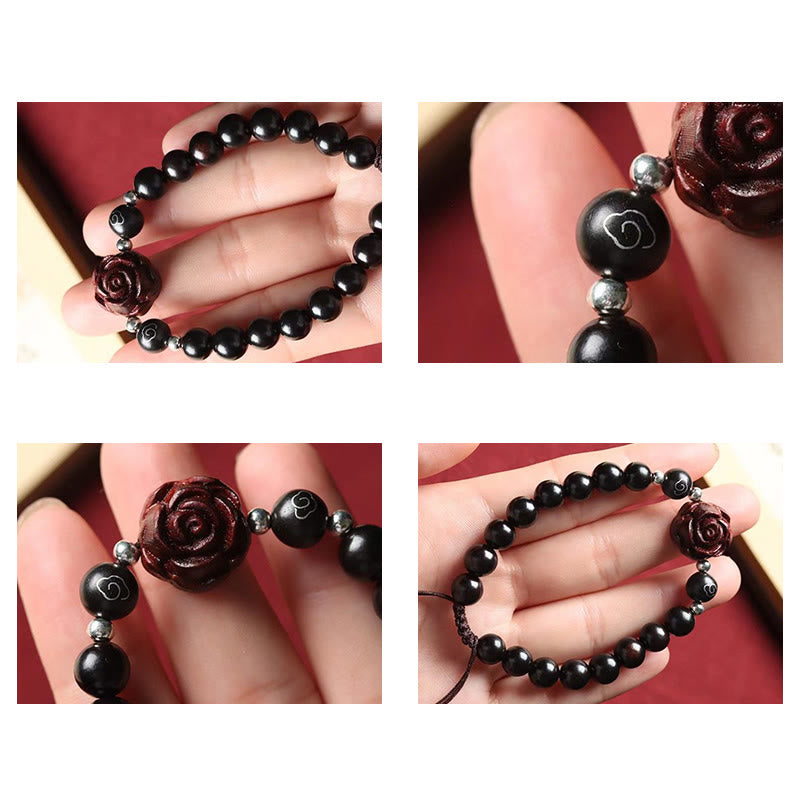 Pulsera De Calmante De Sándalo Rojo Hoja Pequeña De Buddha Stones