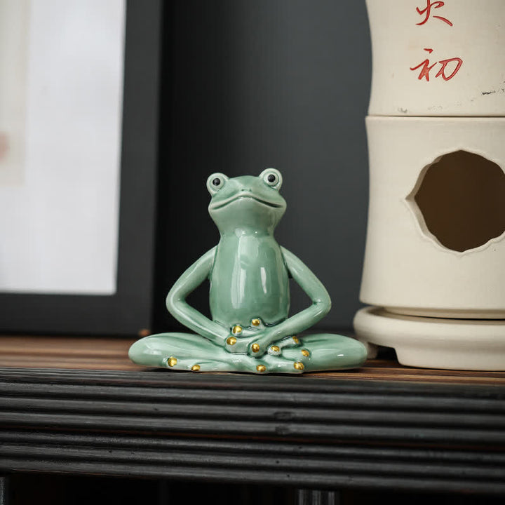 Decoración de estatua de rana Zen de cerámica meditando - image 7