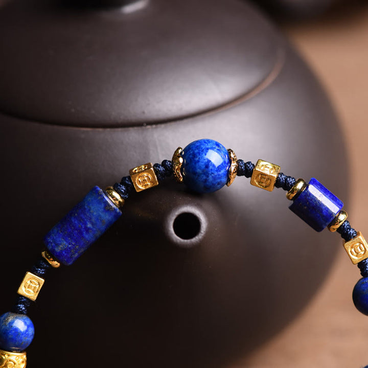 Pulsera de cuerda positiva con cuentas de lapislázuli y lazurita natural hecha a mano con Buddha Stones - image 3
