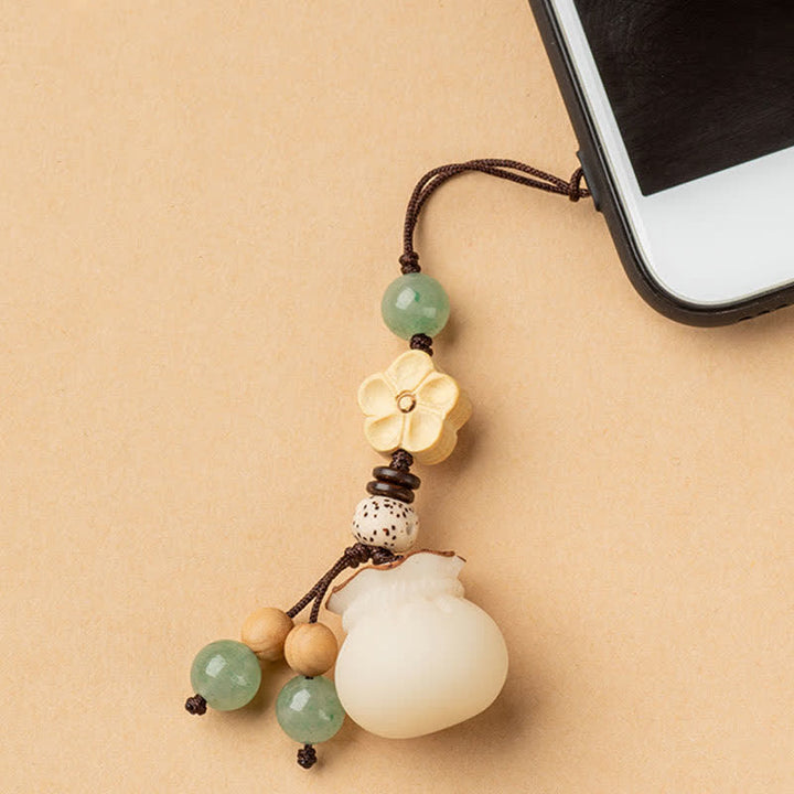 Llavero de prosperidad y bendición de flores, bolsa de dinero con semillas de Bodhi Natural, Buddha Stones