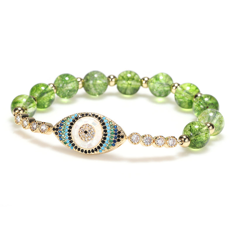 Pulsera de abundancia de mal de ojo con peridoto natural de Buddha Stones