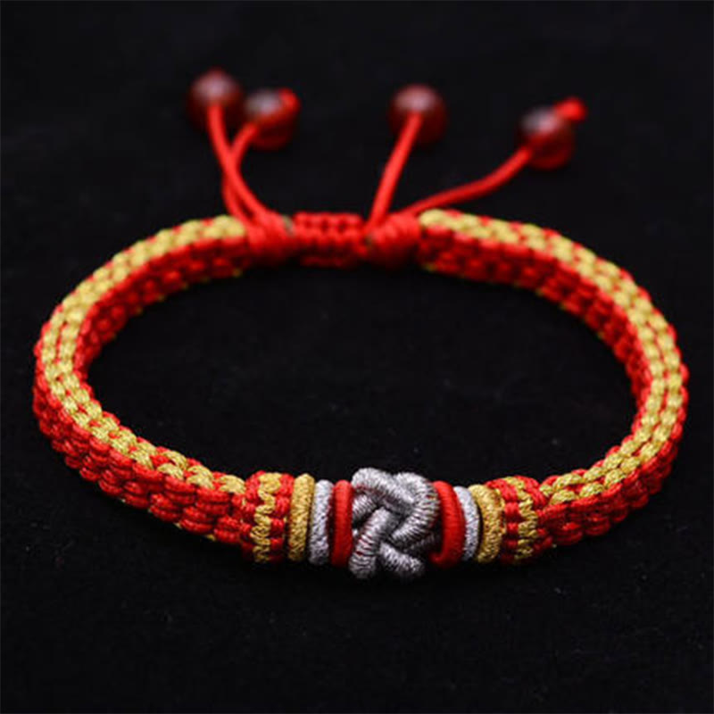 Pulsera hecha a mano con Buddha Stones, cuerda colorida, nudo de amor verdadero, suerte