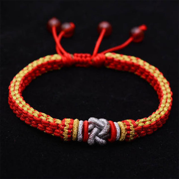 Pulsera hecha a mano con Buddha Stones, cuerda colorida, nudo de amor verdadero, suerte