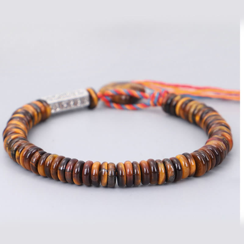 Pulsera de poder de protección Om Mani Padme Hum de ojo de tigre tibetano