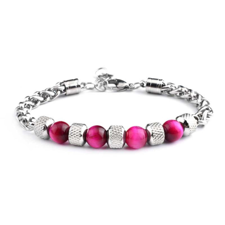 Pulsera de coraje con cuentas de ojo de tigre de ónix negro y Buddha Stones