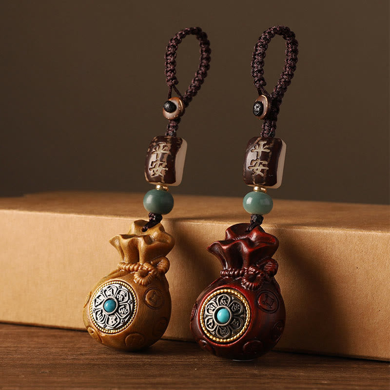 Buddha Stones, hoja pequeña, sándalo rojo, sándalo verde, bolsa de dinero, Om Mani Padme Hum, protección giratoria, decoración colgante - image 14