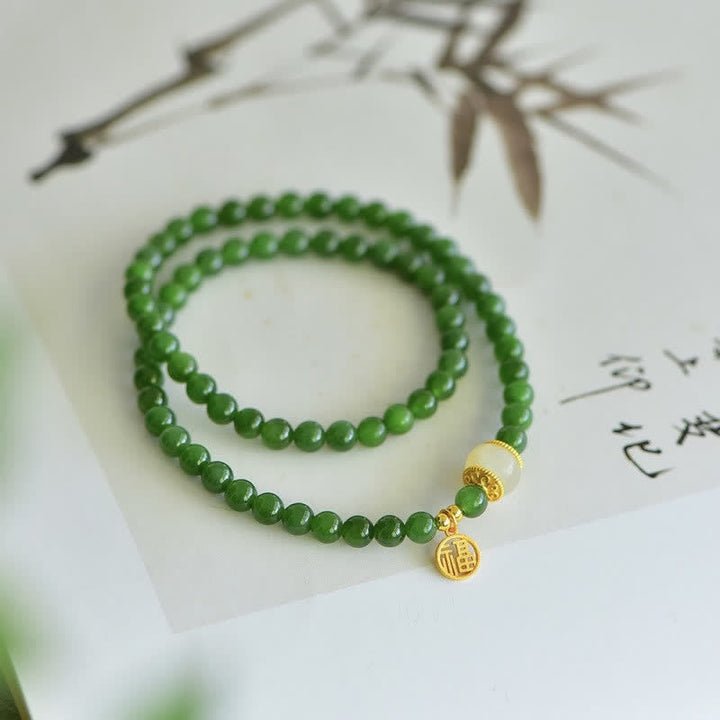 Pulsera de bendición de felicidad de jade cian hetiano