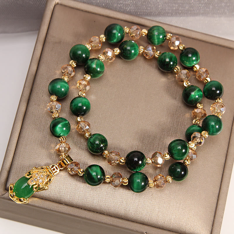 Ojo de tigre Pixiu Fox bolsa de dinero protección confianza en sí mismo pulsera de doble envoltura - image 8