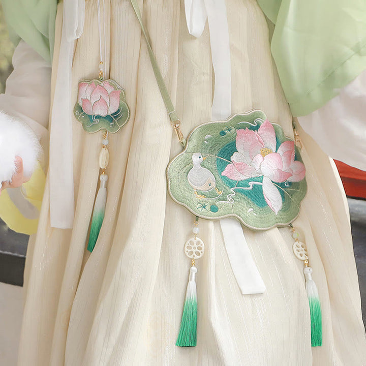 Buddha Stones suerte bordado loto Koi pez conejo flor Hanfu bolso bandolera bolso de hombro - image 3