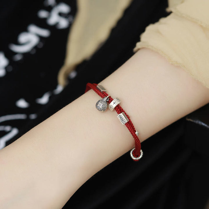 Pulsera trenzada hecha a mano con Buddha Stones , Plata de Ley 925, oro, bestia tragadora, pez Koi, riqueza - image 1