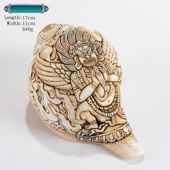 Concha tibetana hecha a mano grabada Shankha Buddha Avalokitesvara, decoración de riqueza - Buda Dorjé Phurba 17*11cm - image 26