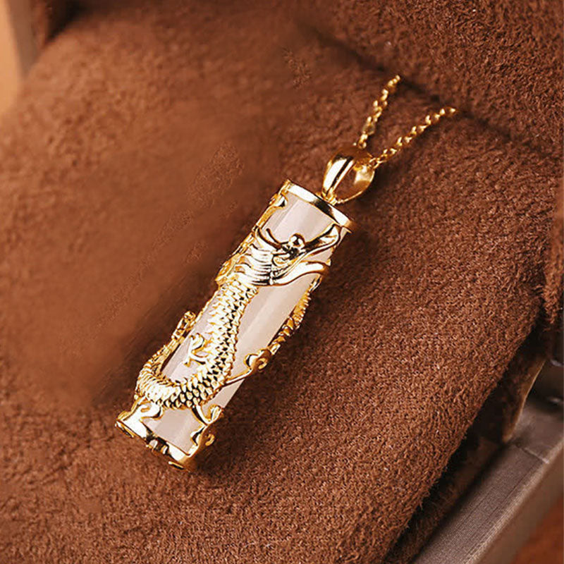 Buddha Stones Jade Dragón Fénix Cobre Bendición Armonía Collar Colgante - Dragón - image 3