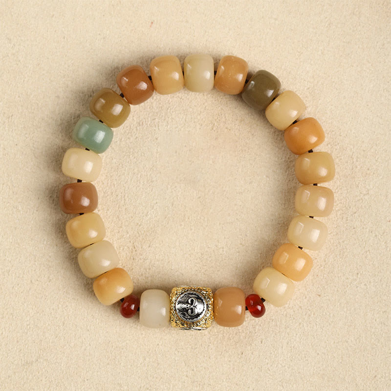 Buddha Stones Semilla Bodhi Natural El Señor del Bosque Cadáver Om Mani Padme Hum Pulsera de Sabiduría