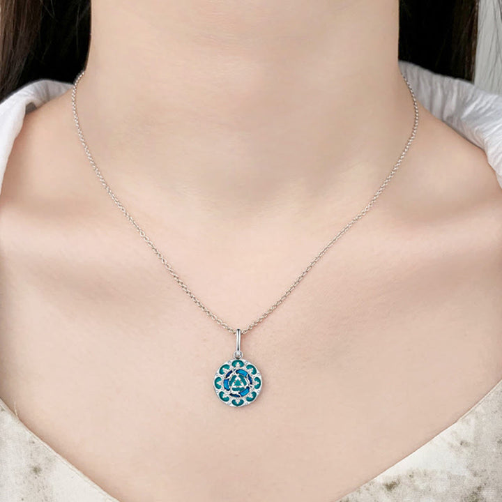 Colgante de plata de ley 925 con Buddha Stones , redondo, turquesa, tres conejos - image 6