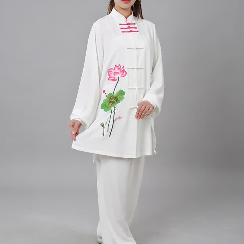 Conjunto de ropa para mujer con diseño de hojas y flores de loto y piedras de Buddha Stones para meditación, tai chi, oración y práctica espiritual zen - image 29