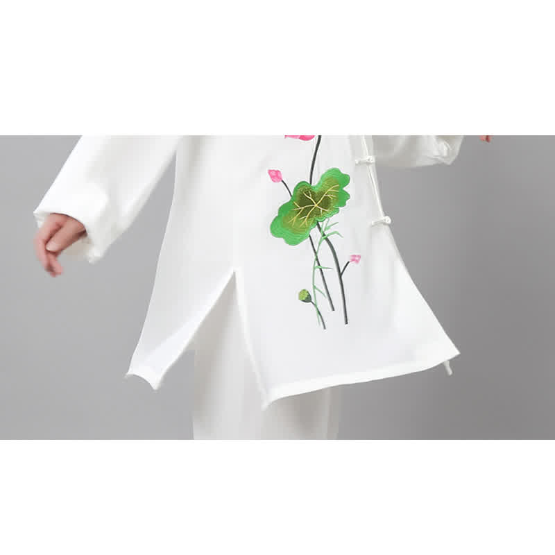 Conjunto de ropa para mujer con diseño de hojas y flores de loto y piedras de Buddha Stones para meditación, tai chi, oración y práctica espiritual zen - image 39