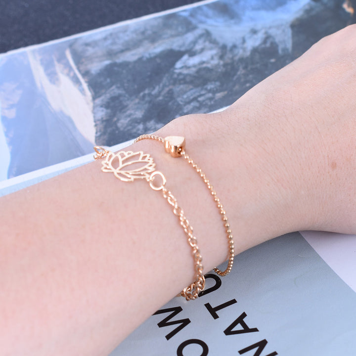 Pulsera de iluminación de corazón de amor de flor de loto de Buddha Stones 2 piezas