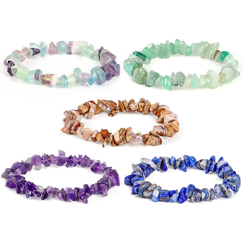 Pulsera positiva curativa con varias piedras de cristal, amatista y lazurita