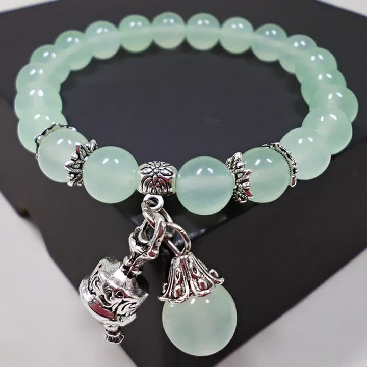 Pulsera con dije de campana con cuentas de energía de piedra de calcedonia de cristal vintage