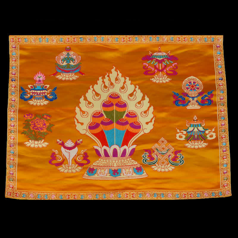 Tapete para altar de oración, meditación curativa, tapete con 8 símbolos auspiciosos