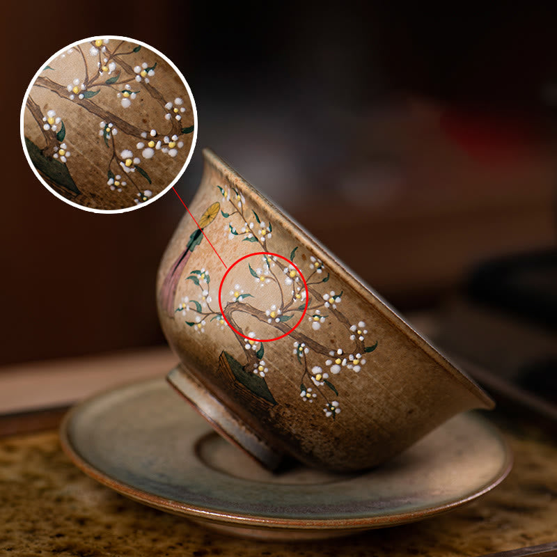 Buddha Stones Jingdezhen Pintado A Mano Ru Horno Porcelana Hanfu Niña Flor Cerámica Gaiwan Sancai Taza De Té Kung Fu Taza De Té Y Platillo Con Tapa