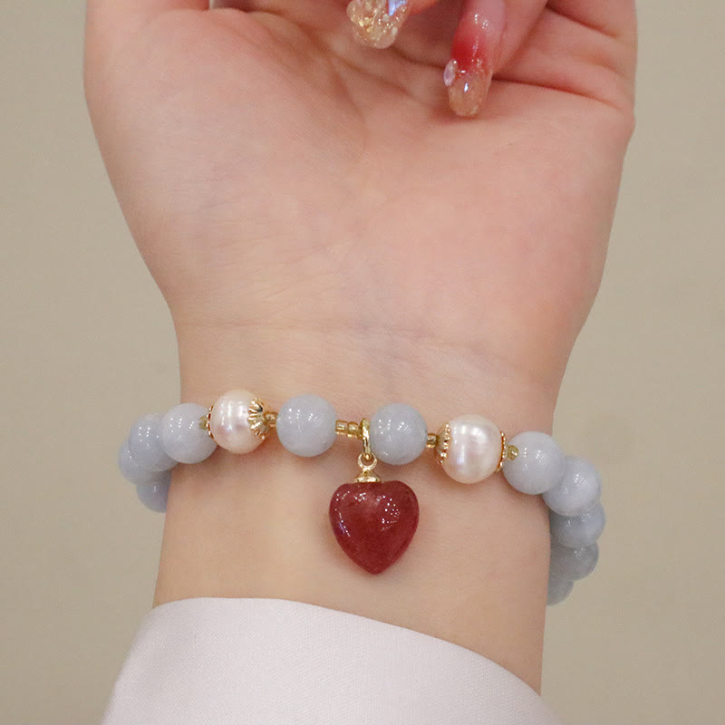 Pulsera con dije de gato, calabaza, conejo, calcedonia, aguamarina natural , Buddha Stones - image 11