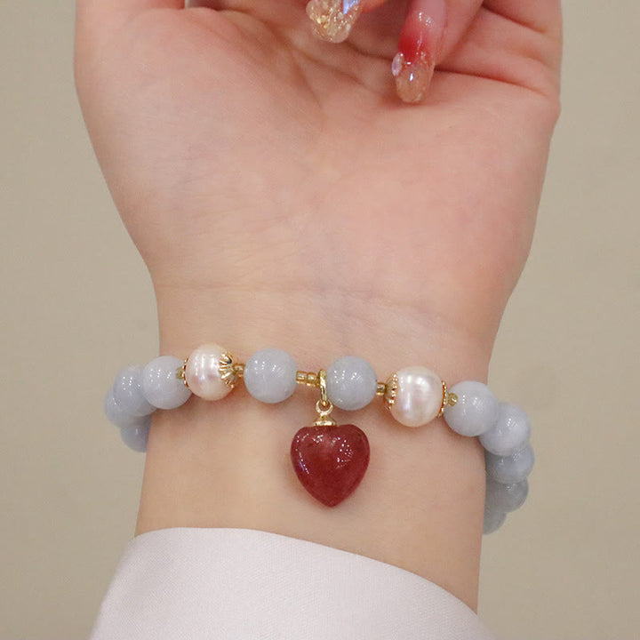 Pulsera con dije de gato, calabaza, conejo, calcedonia, aguamarina natural , Buddha Stones - image 11